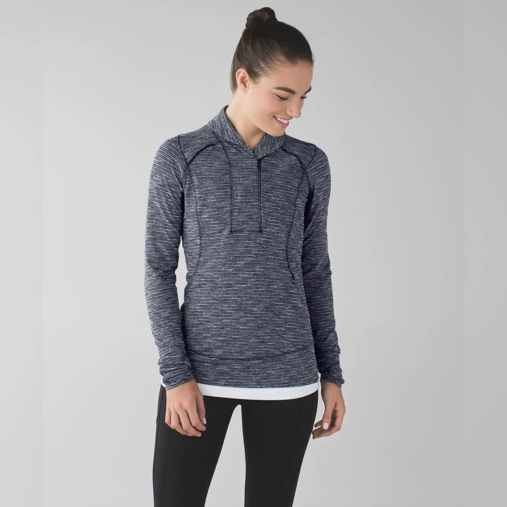 Lululemon Think Fast Pullover in Coco Pique Black / Black Size 10